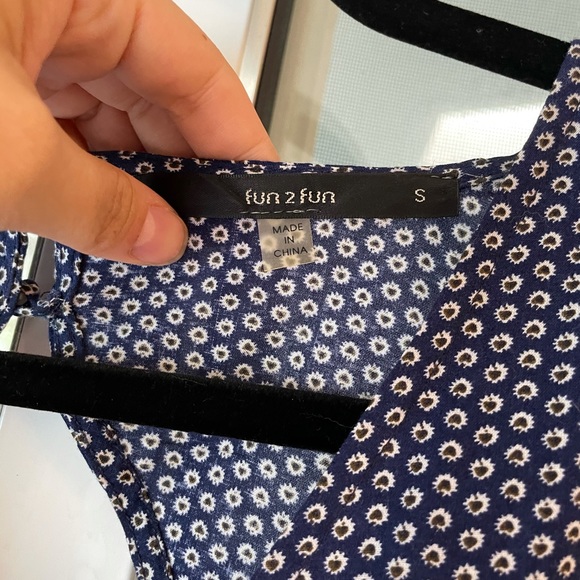 Fun 2 fun blue patterned cutout open back romper with tie - Picture 9 of 13